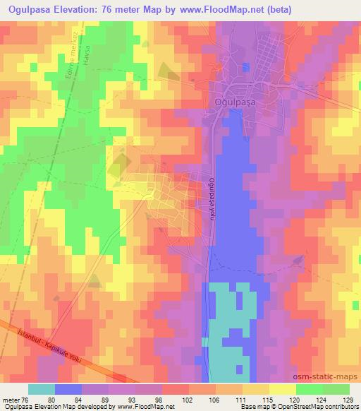 Ogulpasa,Turkey Elevation Map