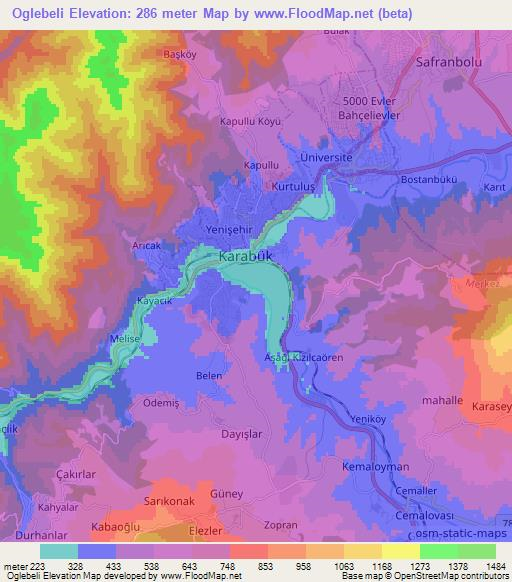 Oglebeli,Turkey Elevation Map