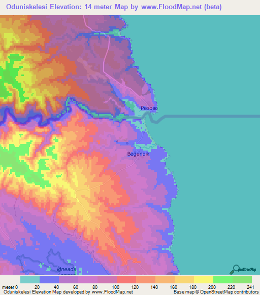 Oduniskelesi,Turkey Elevation Map