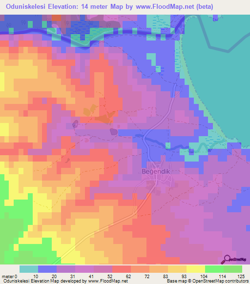 Oduniskelesi,Turkey Elevation Map