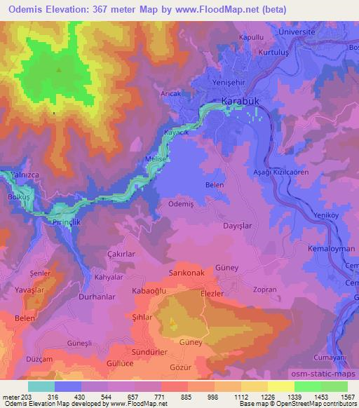 Odemis,Turkey Elevation Map