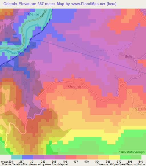 Odemis,Turkey Elevation Map