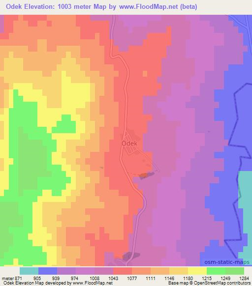 Odek,Turkey Elevation Map