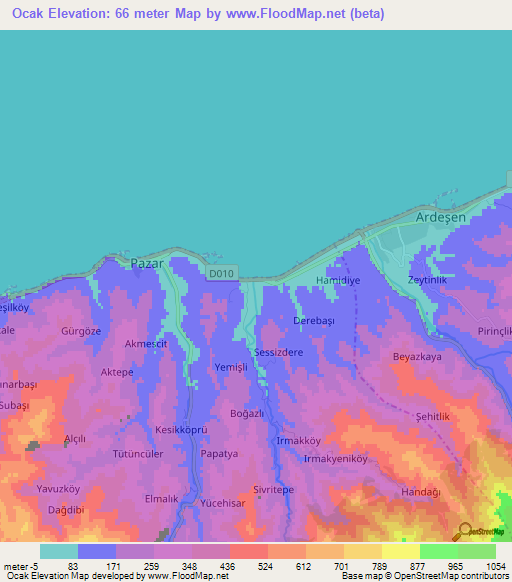 Ocak,Turkey Elevation Map