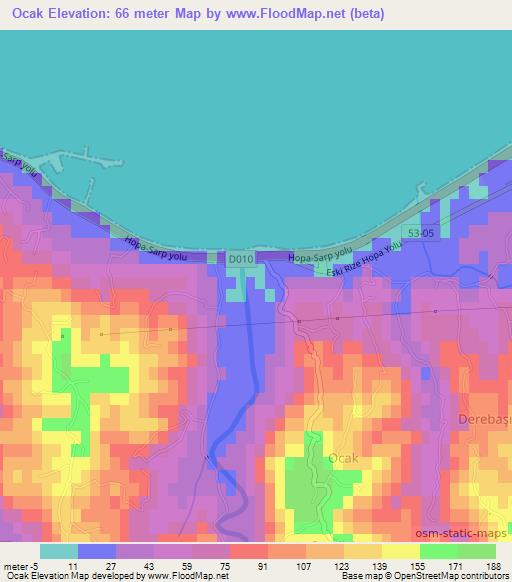 Ocak,Turkey Elevation Map