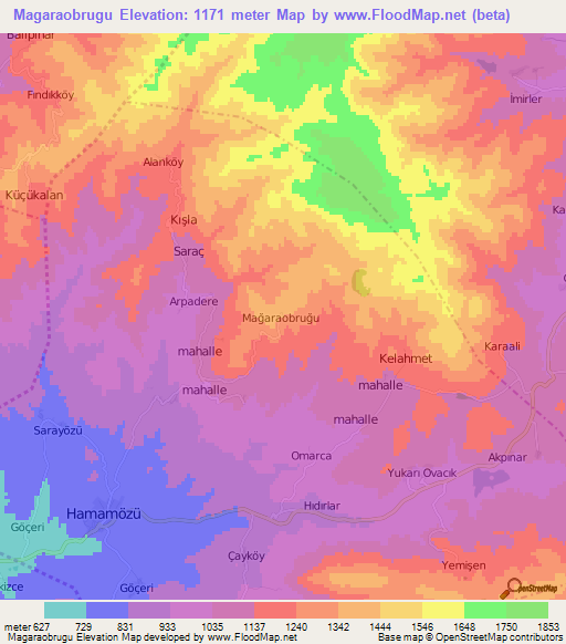 Magaraobrugu,Turkey Elevation Map