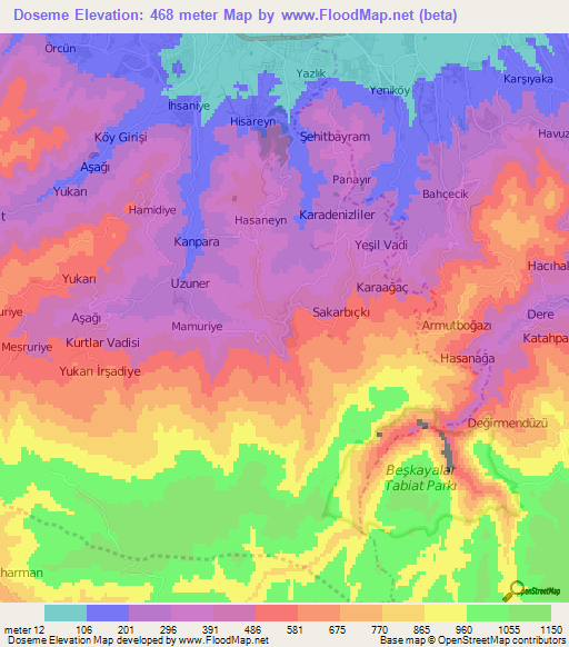 Doseme,Turkey Elevation Map