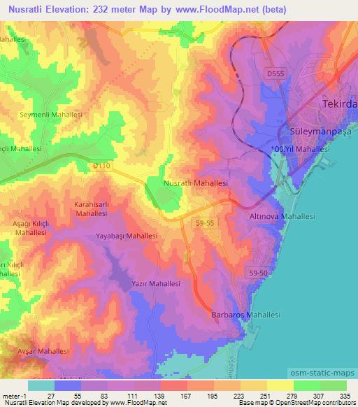 Nusratli,Turkey Elevation Map