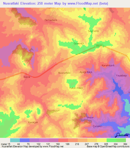 Nusratfaki,Turkey Elevation Map