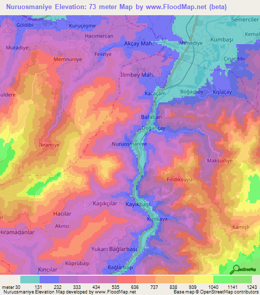 Nuruosmaniye,Turkey Elevation Map