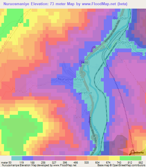 Nuruosmaniye,Turkey Elevation Map