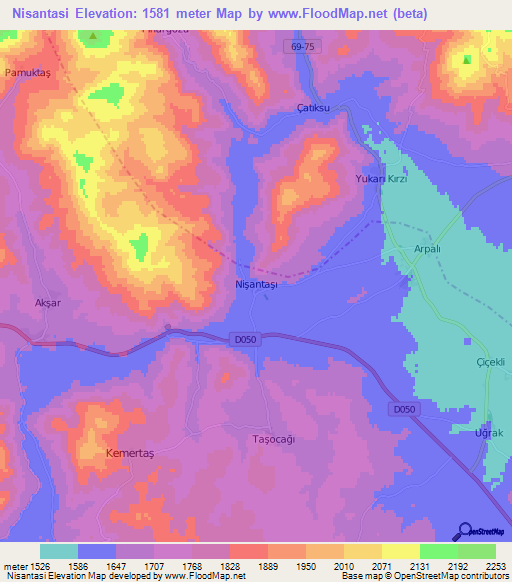 Nisantasi,Turkey Elevation Map