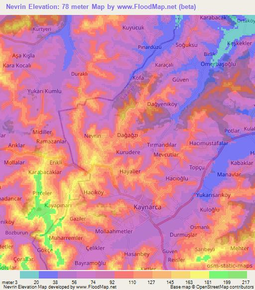 Nevrin,Turkey Elevation Map