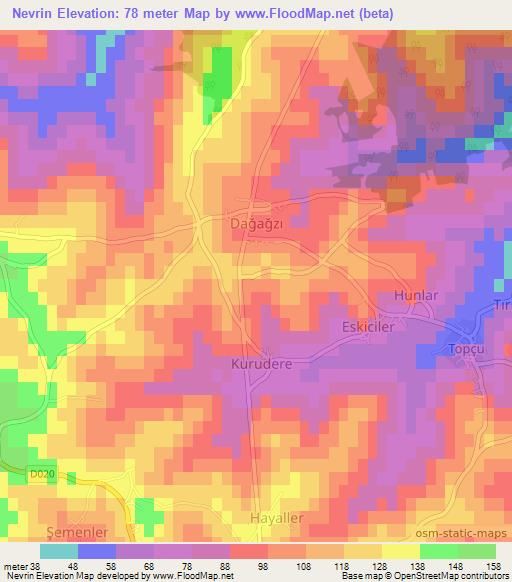 Nevrin,Turkey Elevation Map