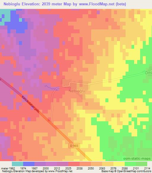 Nebioglu,Turkey Elevation Map