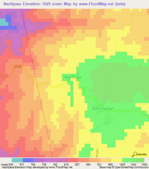 Nazifpasa,Turkey Elevation Map