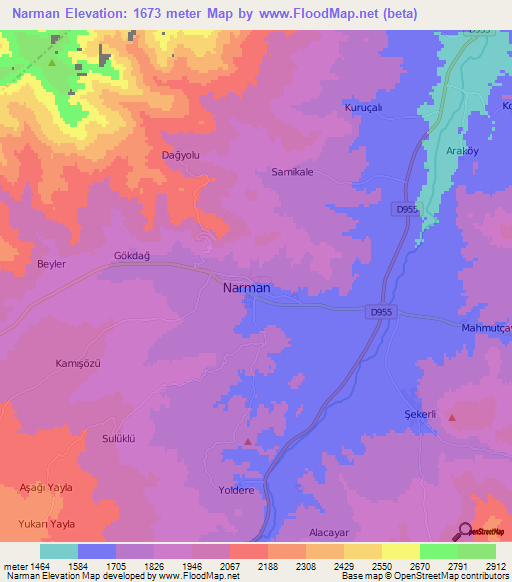 Narman,Turkey Elevation Map