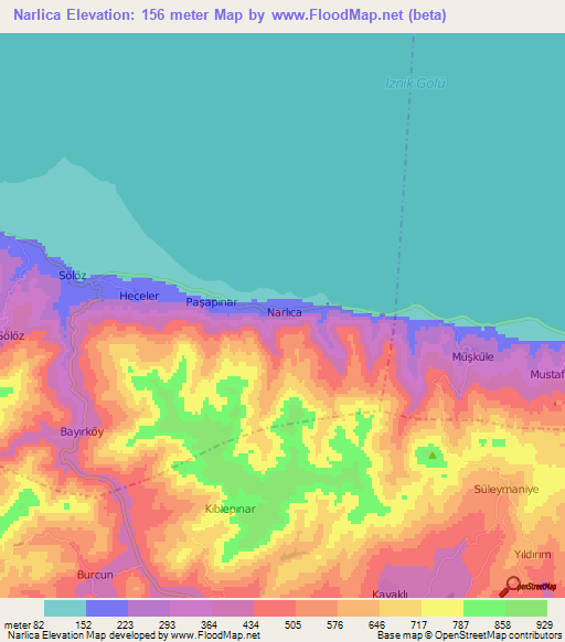 Narlica,Turkey Elevation Map