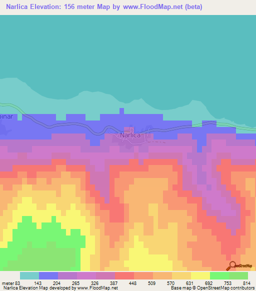 Narlica,Turkey Elevation Map