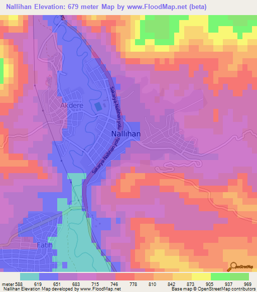 Nallihan,Turkey Elevation Map