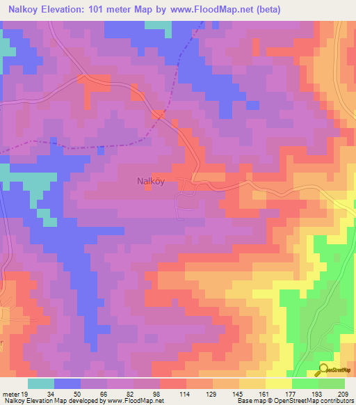 Nalkoy,Turkey Elevation Map