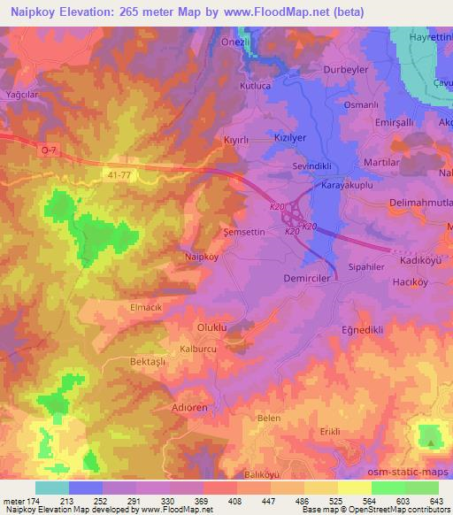 Naipkoy,Turkey Elevation Map