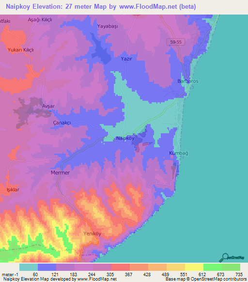 Naipkoy,Turkey Elevation Map