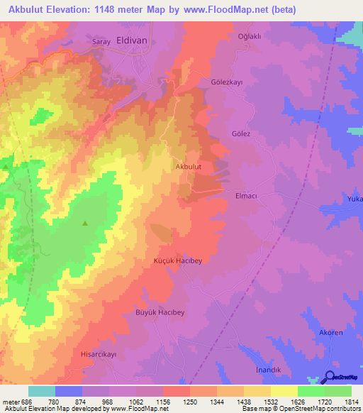 Akbulut,Turkey Elevation Map