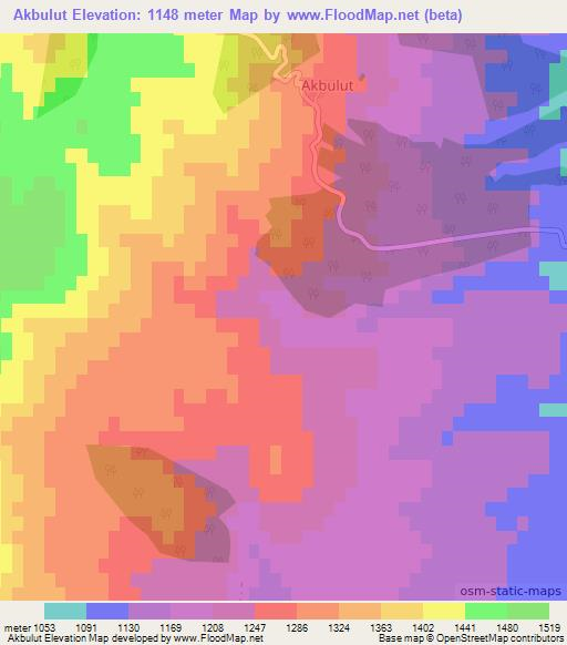 Akbulut,Turkey Elevation Map