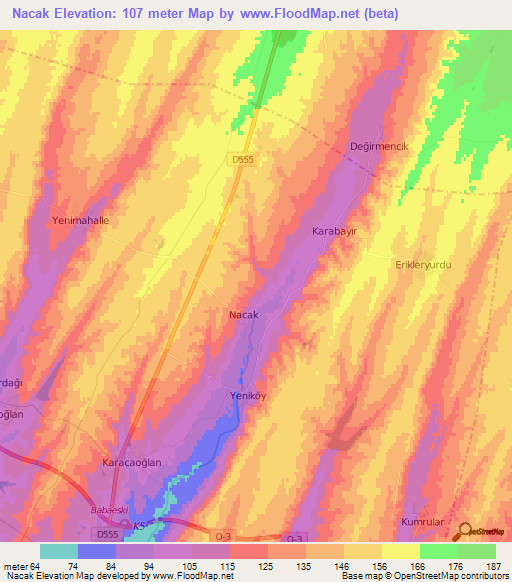 Nacak,Turkey Elevation Map