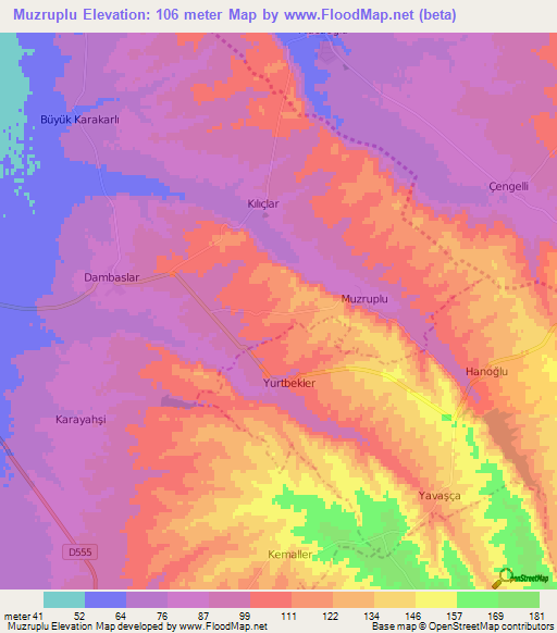 Muzruplu,Turkey Elevation Map