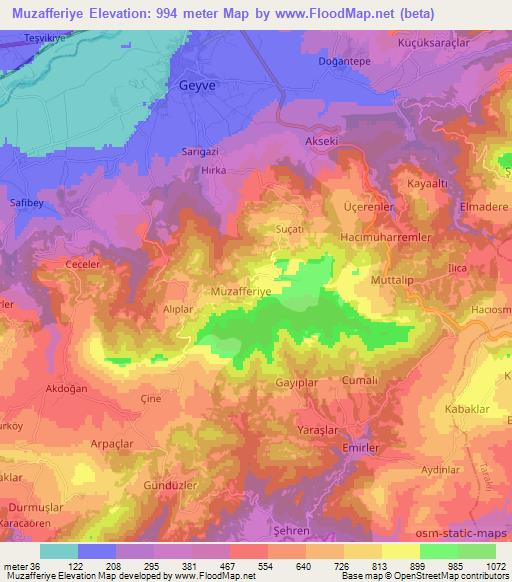 Muzafferiye,Turkey Elevation Map