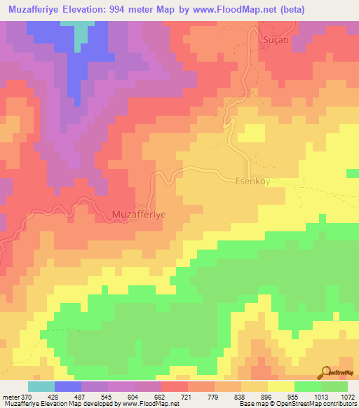 Muzafferiye,Turkey Elevation Map