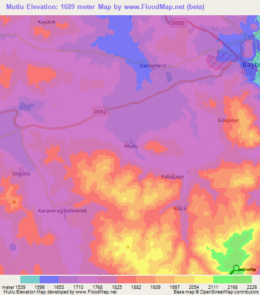 Mutlu,Turkey Elevation Map