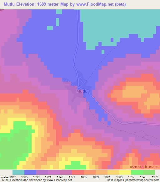 Mutlu,Turkey Elevation Map