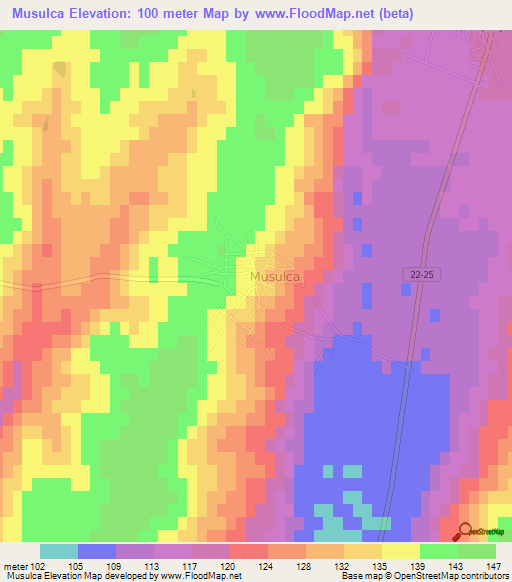 Musulca,Turkey Elevation Map