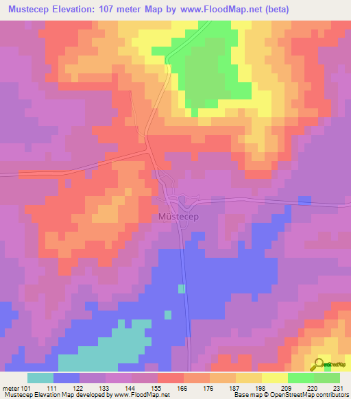 Mustecep,Turkey Elevation Map