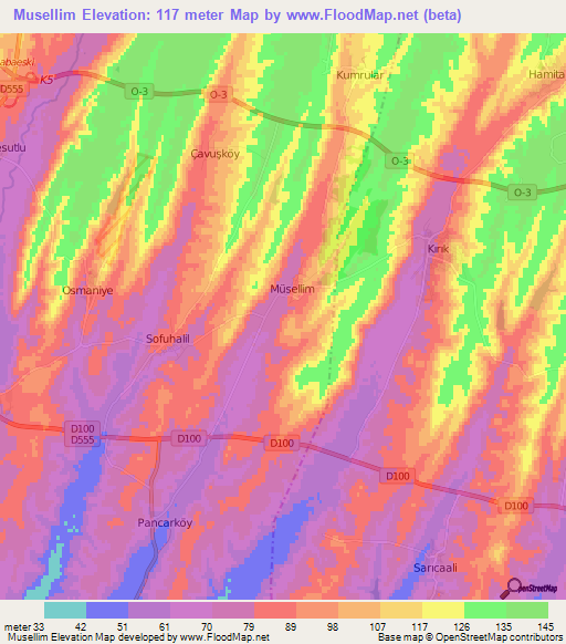 Musellim,Turkey Elevation Map