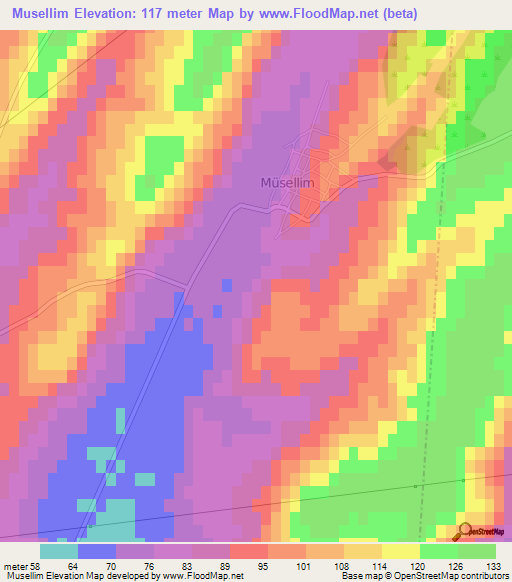 Musellim,Turkey Elevation Map