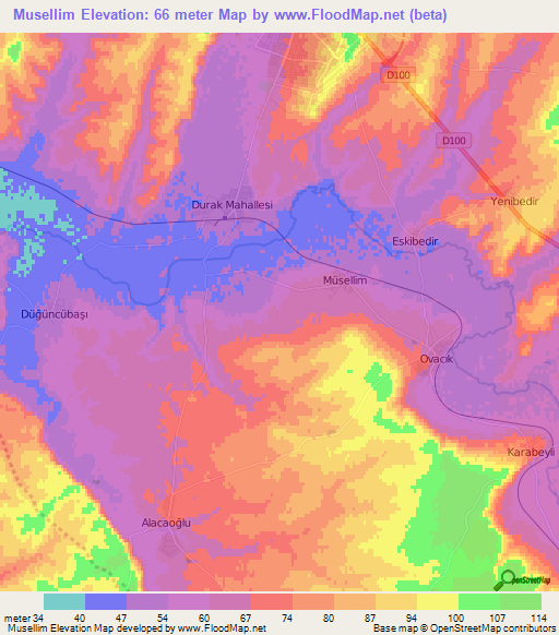 Musellim,Turkey Elevation Map