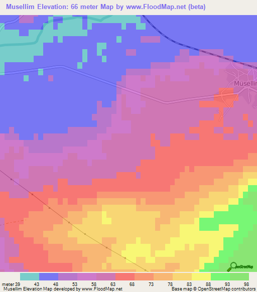 Musellim,Turkey Elevation Map