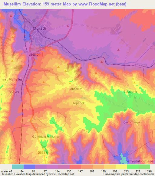 Musellim,Turkey Elevation Map