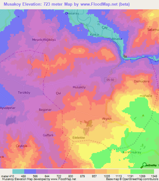 Musakoy,Turkey Elevation Map