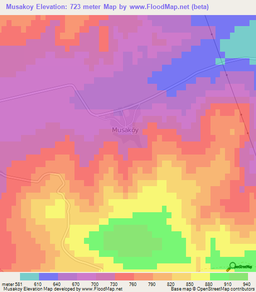 Musakoy,Turkey Elevation Map