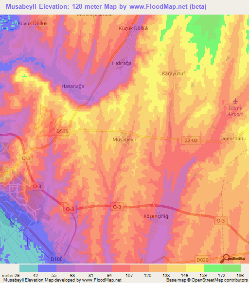 Musabeyli,Turkey Elevation Map