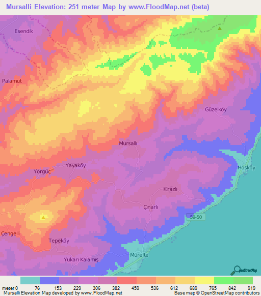 Mursalli,Turkey Elevation Map