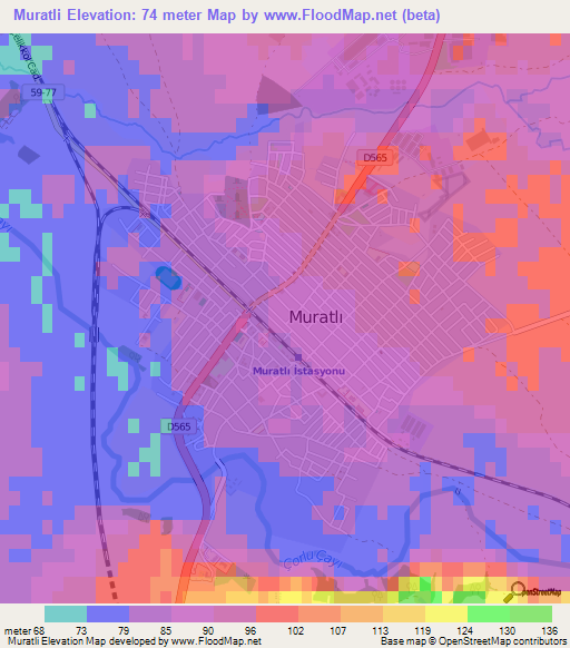 Muratli,Turkey Elevation Map