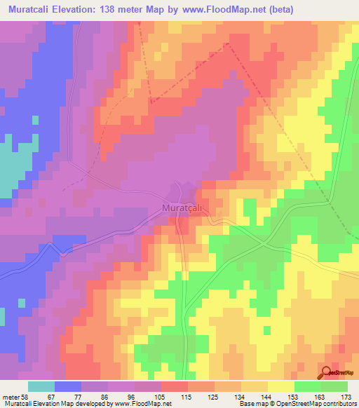 Muratcali,Turkey Elevation Map