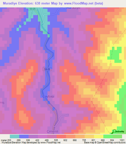 Muradiye,Turkey Elevation Map