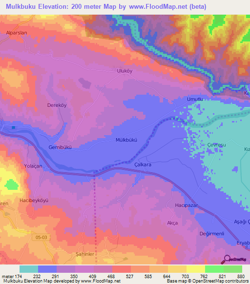 Mulkbuku,Turkey Elevation Map